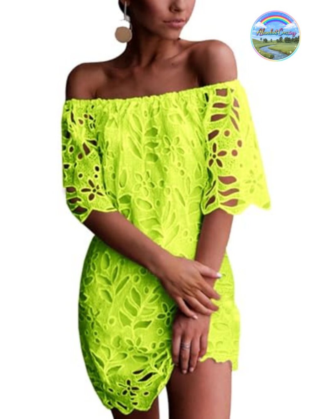 Eyelet Lace Off Shoulder Mini Dress | Shift Silhouette | Cocktail Party